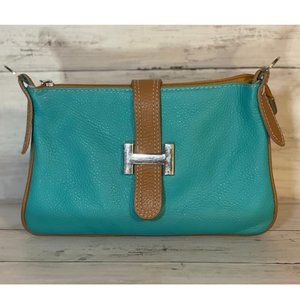 Vera Pelle Made In Italy Turqouise Leather Mini‎ Shoulder Purse (No Strap)